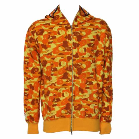 Bape orange camo shark on sale hoodie